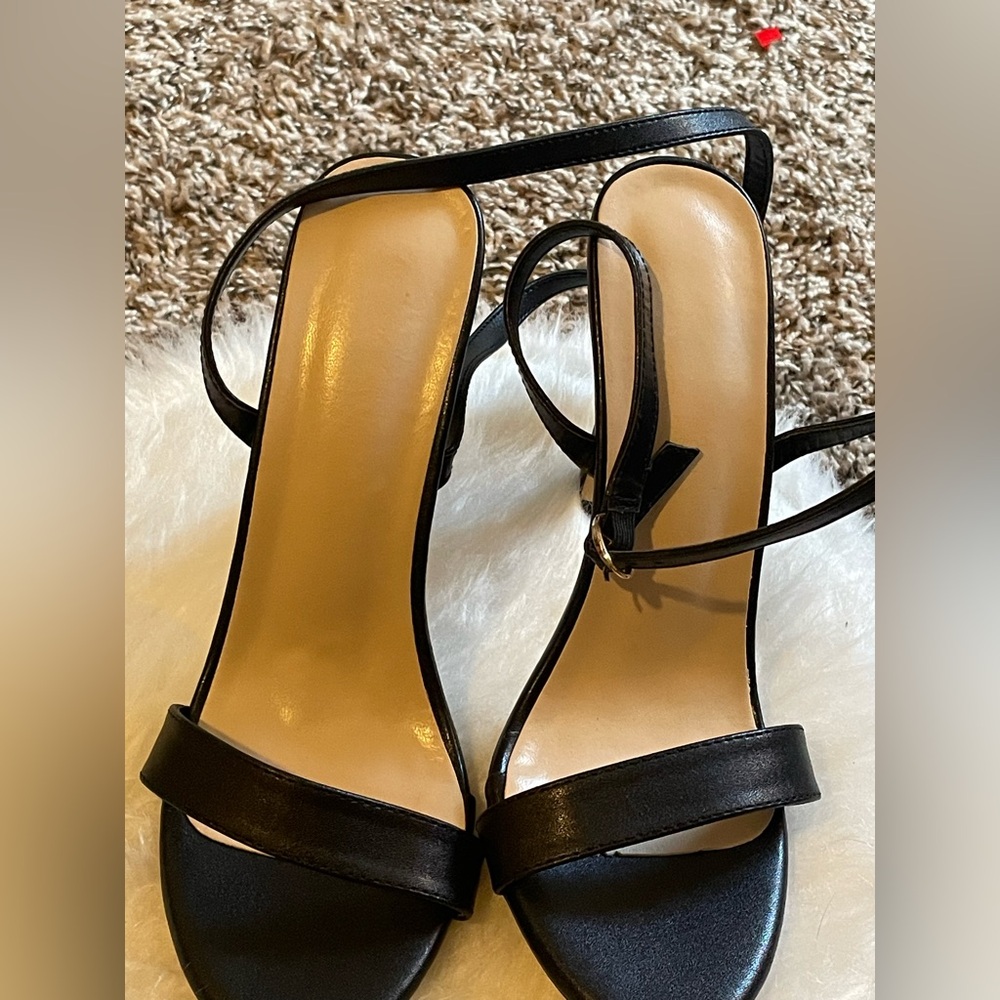Elegant Black Women's Sandals-strap heels-size 39/ 6-6.5 US